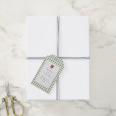 Groene Gingham Plaid Op Maat Kerstmis Cadeaulabel (Met Touw)