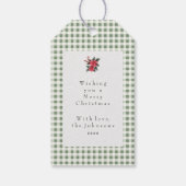 Groene Gingham Plaid Op Maat Kerstmis Cadeaulabel (Achterkant)