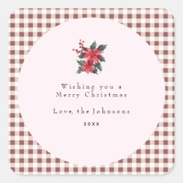 Groene Gingham Plaid Op Maat Kerstmis Vierkante Sticker