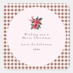 Groene Gingham Plaid Op Maat Kerstmis Vierkante Sticker