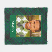 Groene Gingham Plaid Patroon Custom Photo Boy Fleece Deken (Voorkant (Horizontaal))