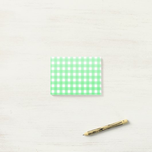 Groene gingham post-it® notes (Op bureau)