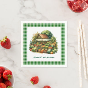 Groene Gingham Productiestand - Boerenmarktfeest Servet