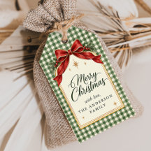Groene Gingham Rode Strik Kerst Vakantie Feest