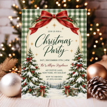 Groene Gingham Rode Strik Kerst Vakantie Feest