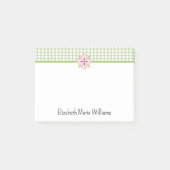 Groene Gingham Roze Bloemen gepersonaliseerd Post-it® Notes (Voorkant)