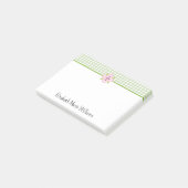 Groene Gingham Roze Bloemen gepersonaliseerd Post-it® Notes (Schuin)
