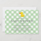 Groene Gingham Rubber Duckie Baby shower Kaart (Voorkant)
