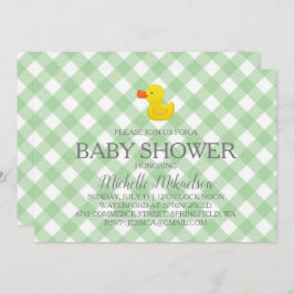 Groene Gingham Rubber Duckie Baby shower Kaart