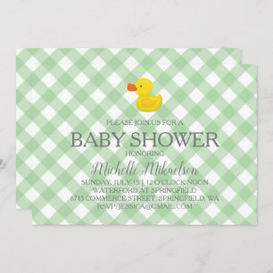 Groene Gingham Rubber Duckie Baby shower Kaart