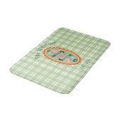 Groene Gingham Sardines Aangepaste Familienaam Badmat (Gekanteld)