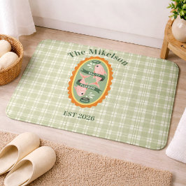 Groene Gingham Sardines Aangepaste Familienaam Badmat