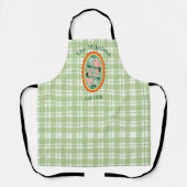 Groene Gingham Sardines Aangepaste Familienaam Schort (Voorkant)