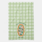 Groene Gingham Sardines Aangepaste Familienaam Theedoek (Verticaal)