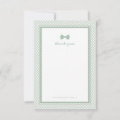 Groene gingham schattig stropdas baby shower bedankkaart (Voorkant)