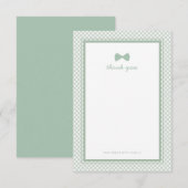 Groene gingham schattig stropdas baby shower bedankkaart (Voorkant / Achterkant)