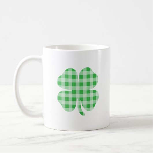 Groene Gingham Shamrock Koffiemok (Links)
