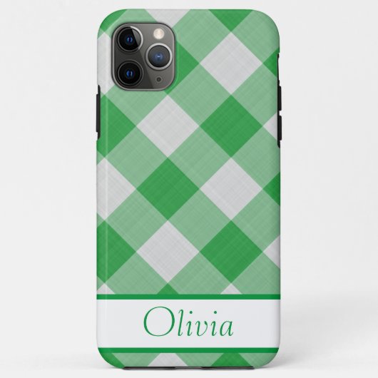 Groene Gingham Simple Name Minimalistics Case-Mate iPhone Case (Achterkant)