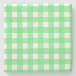 Groene gingham stenen onderzetter