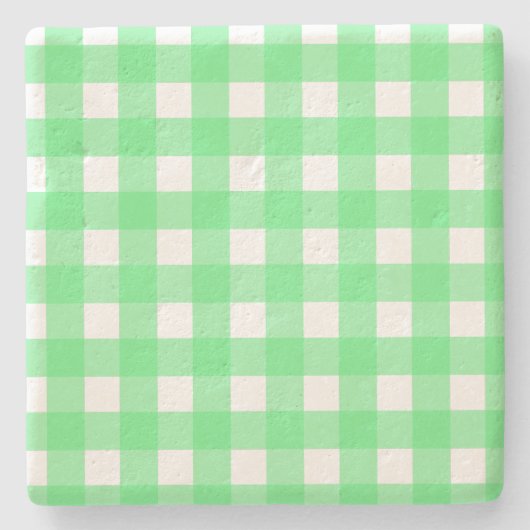 Groene gingham stenen onderzetter (Voorkant)