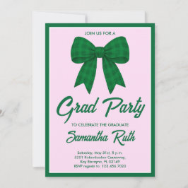 Groene Gingham Strik Afstudeerfeest Kaart