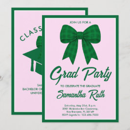 Groene Gingham Strik Afstudeerfeest Kaart