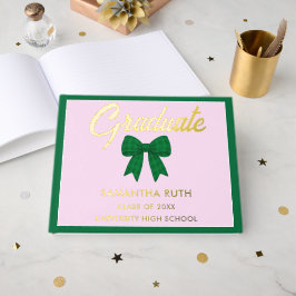 Groene Gingham Strik Diploamafeest Gastenboek