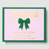Groene Gingham Strik Diploamafeest Gastenboek (Voorkant)
