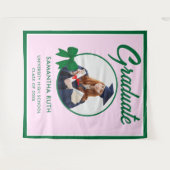 Groene Gingham Strik Foto Afstudeerachtergrond Wandkleed (Voorkant (horizontaal))