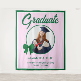 Groene Gingham Strik Foto Afstudeerachtergrond Wandkleed