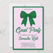 Groene Gingham Strik Foto Afstudeerfeest Kaart (Achterkant)