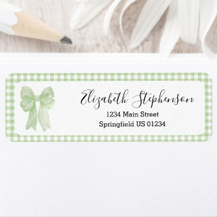 Groene Gingham Strik Geschenk Retouradres Etiket