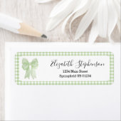 Groene Gingham Strik Geschenk Retouradres Etiket (Insitu)
