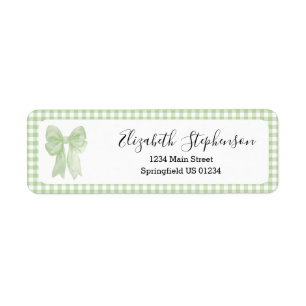 Groene Gingham Strik Geschenk Retouradres Etiket