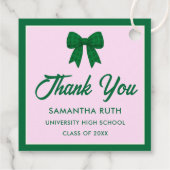 Groene Gingham Strik Geschenklabels voor Afstudeer Bedankjes Labels (Achterkant)