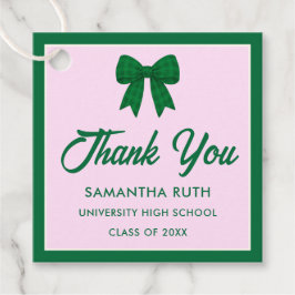 Groene Gingham Strik Geschenklabels voor Afstudeer Bedankjes Labels