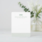Groene gingham stropdas schattig baby shower advieskaart (Staand voorkant)