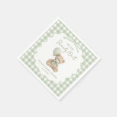 Groene Gingham Teddybeer Baby Shower Servetten (Hoek)
