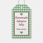 Groene Gingham Thuisgemaakte Jalapeno Jam Hang Tag Cadeaulabel (Achterkant)