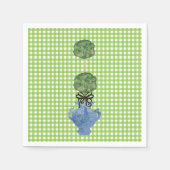 Groene Gingham Topiary Gemberpot Servet (Voorkant)