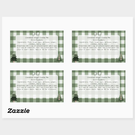 Groene Gingham Trees Christmas Cookie Mix Labels (Vel)