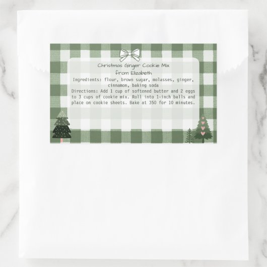 Groene Gingham Trees Christmas Cookie Mix Labels (Tas)