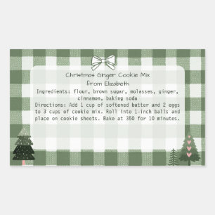 Groene Gingham Trees Christmas Cookie Mix Labels