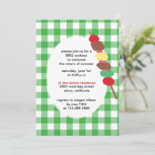 Groene Gingham - Uitnodigingen van de partij bbq (Staand voorkant)