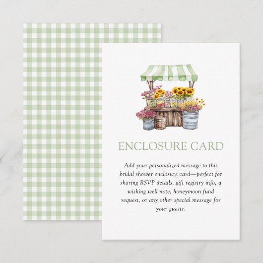 Groene Gingham Vers Van De Markt Bijlagekaart Informatiekaartje (Voorkant / Achterkant)