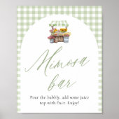 Groene Gingham Verse Van De Markt Mimosa Bord Poster (Voorkant)