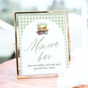 Groene Gingham Verse Van De Markt Mimosa Bord Poster