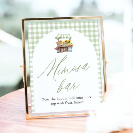 Groene Gingham Verse Van De Markt Mimosa Bord Poster