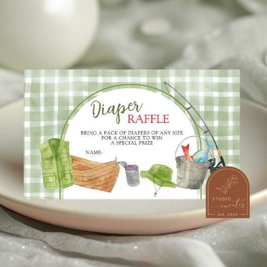 Groene Gingham Visserij Luier Raffle Kaart