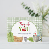 Groene Gingham Visvangst Baby Shower Bedankkaart (Staand voorkant)